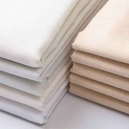 Natural Cotton Linen Greige Off White Fabric For DIY Patchwork Painting Filter Cloth Soft Breathable Tissu Telas