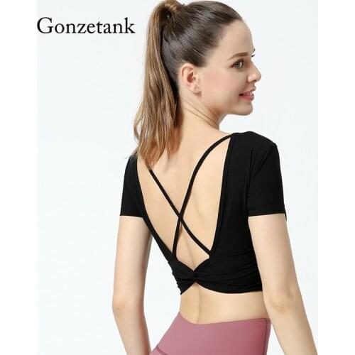 New Yoga Wear Short-sleeved T-shirt Womens Summer with Chest Pad Nude Beauty Back Fitness Sports Top Tight CustomizationYogaTop