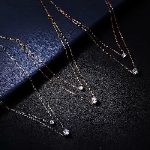 Christmas Gift Collar Choker CZ Circle Double Big Zircon 316L Stainless Steel Pendant Necklaces for Women jewelry Collier