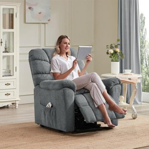 1 Set Attractive Armchair Strong Bearing Capacity Polyester Extending Footrest Heat 3 Modes Electric Powered Lift Massage Chaise