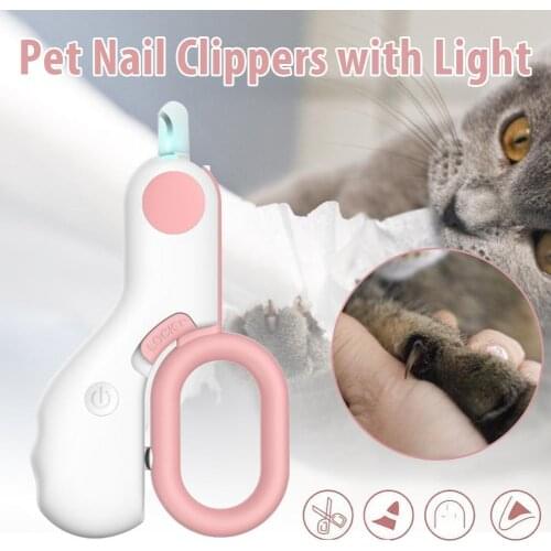 Professional Pet Cat Dog Nail Clipper Cutter With Sickle Stainless Steel LED Grooming Scissors Clippers For Pet Claws Supplies