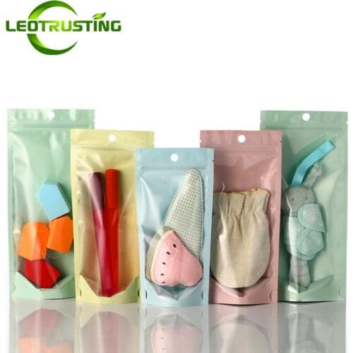 Leotrusting Clear Front Plastic Zip Lock Bag Flat Translucent Gifts Jewelry Nail Beauty Eye-Shadow Lipsticks Spray Bottle Bags