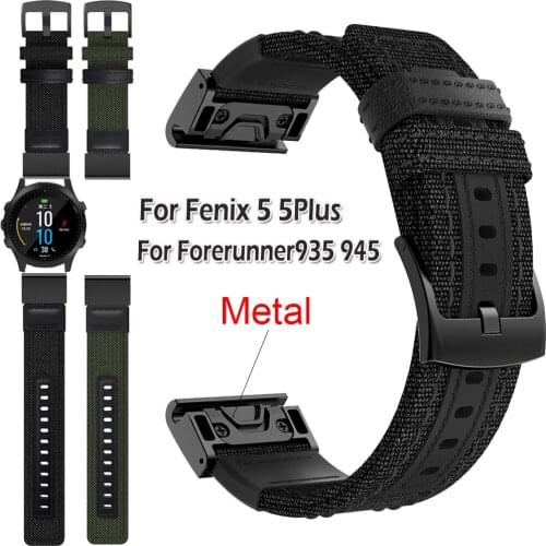 22MM Easy Fit Straps For Garmin Fenix 6 Pro 5 5 Plus/Forerunner 935 945 Smart Watch Nylon Leather Bands For Approach S60 Correa