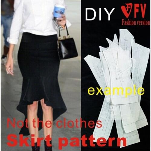 Clothing cutting drawings Womens mid-length lotus leaf hem skirt 1:1 physical pattern BBQ-20