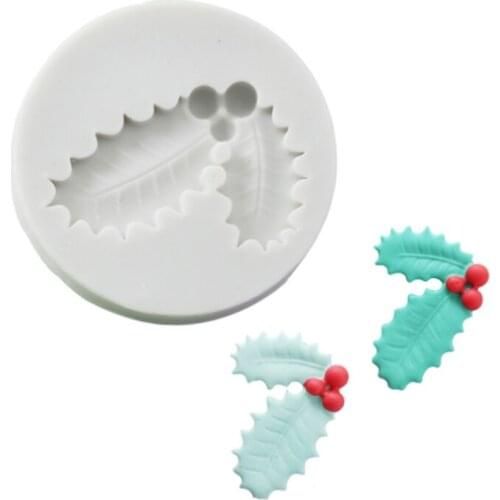 Christmas Series Holly Leaf Silicone Mold Fondant Cake Decorating Mould Sugarcraft Chocolate Baking Tool For Cakes Gumpaste Form