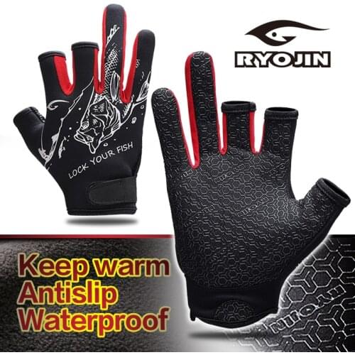 Fishing Gloves Three Finger Cut Waterproof Gloves Fishing Anti-Slip Gloves Three Fingers Men