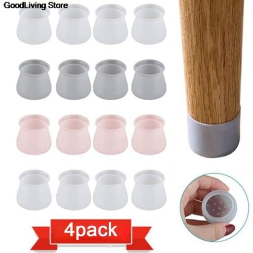 4 Pcs Silicone Chair Leg Caps Non-slip Furniture Table Floor Feet Cover Protector Pads Rubber Furniture Hole Plugs Home Decor