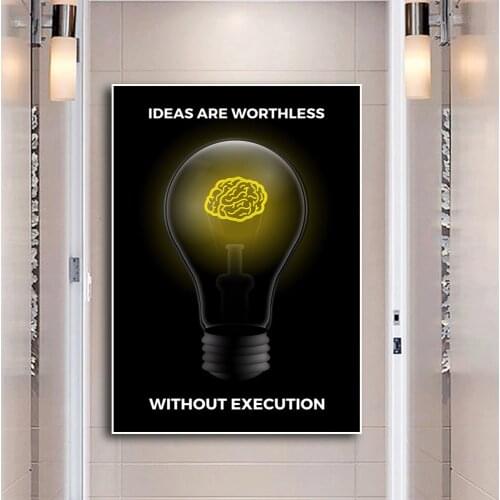 Modern Light Bulb Bright Motivational Canvas Painting Wall Art Posters Prints Wall Picture for Office Bedroom Home Wall Cuadros