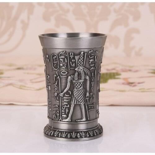 Ancient Cocktail glass Egypt Whiskey Beverage Wine Tea Cup Carved Pattern