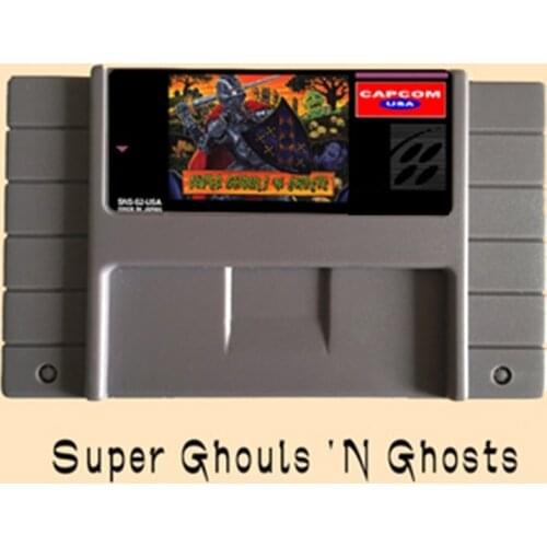 Super Ghouls 'N Ghosts USA Version 16 bit Big Gray Game Card