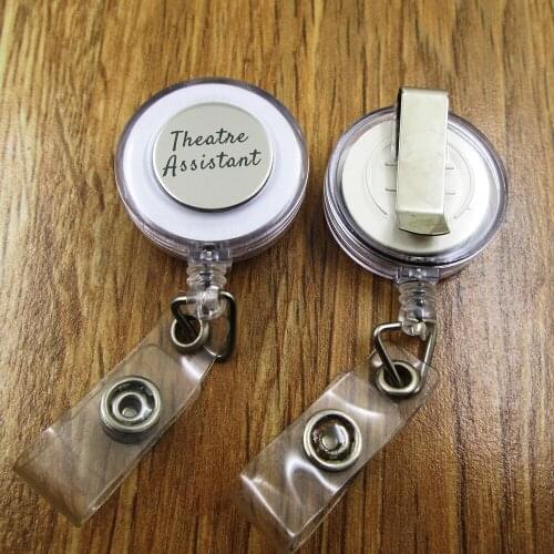 Theatre assistant ID Badge Reel gift for him/her friend family retractable recoil id badge holder work fun