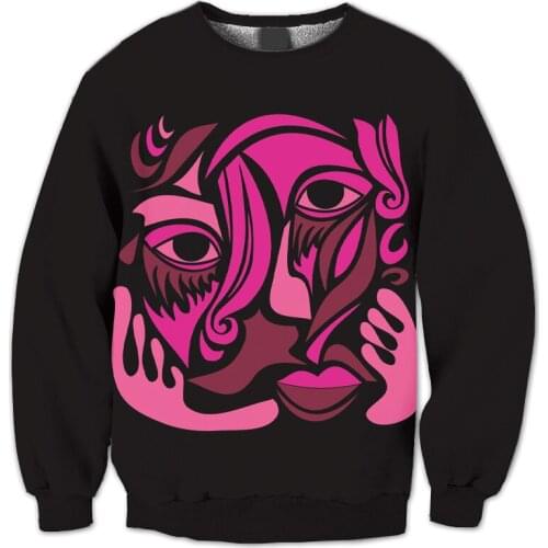 REAL American US SIZE Fine Piccasso Art Shades of Pinks Sublimation Print Plus Size Crew Neck Sweatshirt