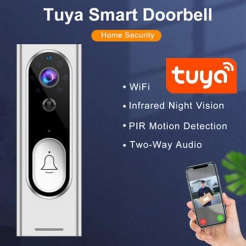Video Doorbell Tuya HD WiFi Smart Video Intercom Doorbell IP Camera Home Security Monitor Compatible with Alexa Google Assistant