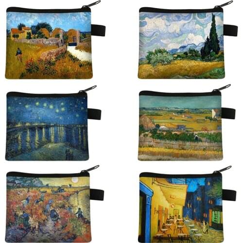 Van Gogh Starry Night Sunflower Oil Painting Makeup Bag for Travel Cosmetic Bags Pouch Lady Earphone Fashion Lipstick Bag