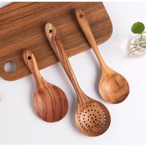 High Quality Long Handled Strainer Spoon Wooden Skimmer Utensils Cooking Tools Creative Kitchen Accessories 7 Kinds Wood Tools