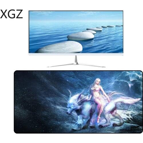XGZ For csgo Game Player Large Mouse Pad Anime Sexy Girl with Wolf Black Seaming Natural Rubber Non-slip Diy