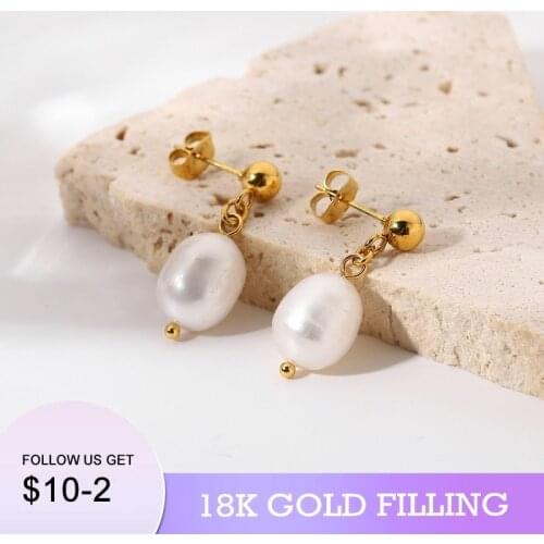 2022 New Simple Cute Nature Freshwater Pearl Bead Stud Earrings for Women Fashion Korean Party Jewelry