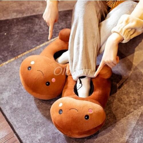 Winter Warm House Shoes Women Teddy Bear Slippers Anti-slip Soft Home Indoor Slipper Ladies Cute Cartoon Furry Flip Flop Shoes