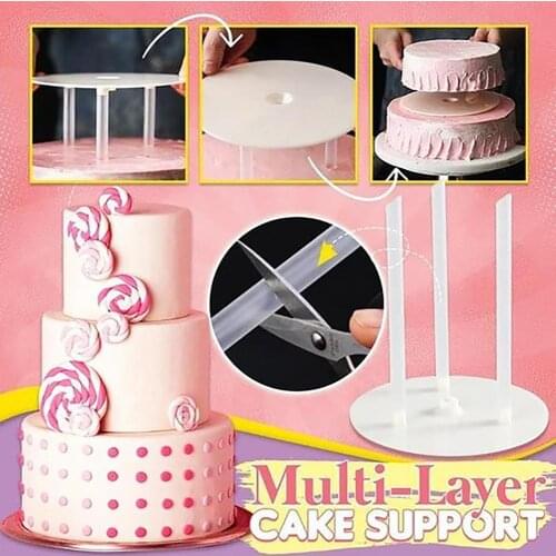 1 Set Cake Maker Piling Gasket Adjustable Food-grade Plastic Practical Multi-layer Cake Rack Stand for Baking