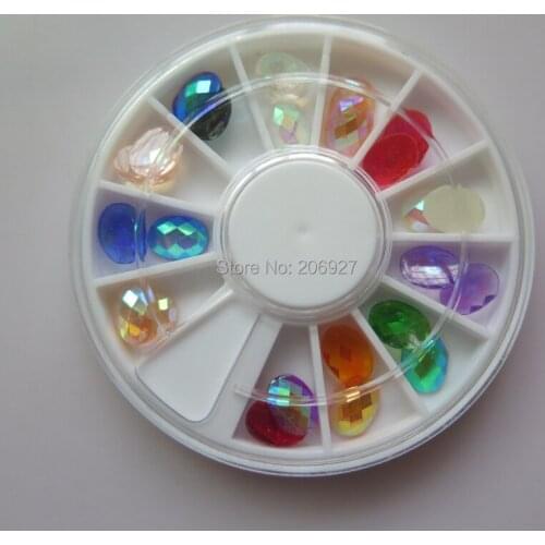 1PC OD-150 3D 6*8MM AB Oval Resin Rhinestone Decoration in wheel Shiny Nail Decoration Lovely Outlooking