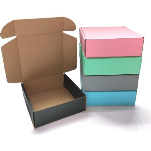 10Pcs Corrugated Paper Box Aircraft Carton Gift Packing Box T-shirt Package Hard Gift Box 8 Size Extra Hard Colorful Package Box