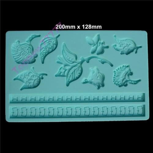 100% SGS Fondant Silicone Lace Mold DIY Cake Tool Flower Leaf Butterfly Model 2134