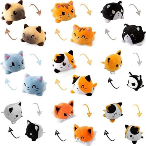 2021 Funny Plush Reversible Cat Gato Kids Plushie Plush Animals Unicorn Double-Sided Flip Doll Cute Toys For