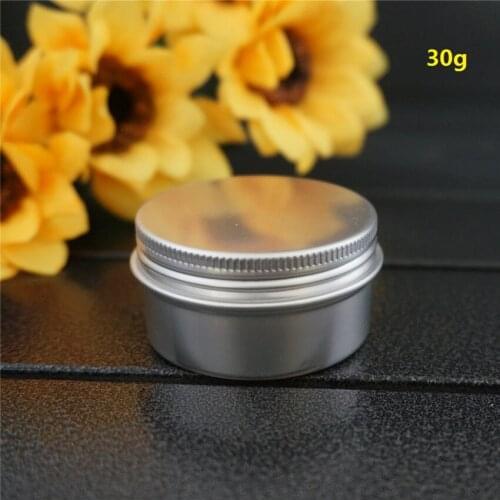 30g 30ml Cosmetic Silver Empty Round Aluminum Box Metal Tin Cans Portable Cream Container 47*25mm DIY Refillable Jar Tea Pot