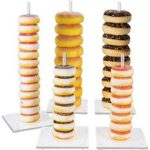 5PCS Acrylic Dessert Donut Display Stand Wedding Party Desktop Doughnut Transparent Holder Showcase Doughnut Tower Party Decor