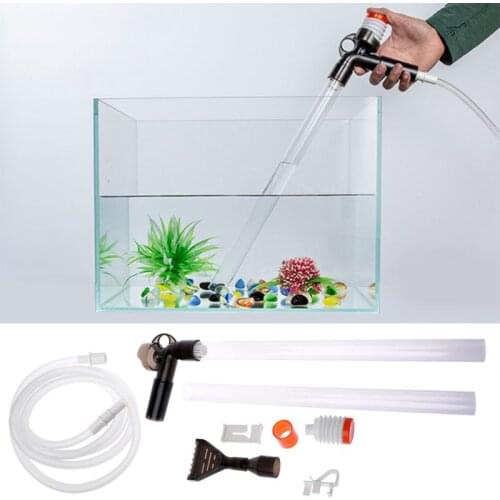 Aquarium Fish Tank Cleaner Quick Release Aquarium Vacuum Siphon Pump-Fish Tank Drainer Gravel Cleaner Water Filter