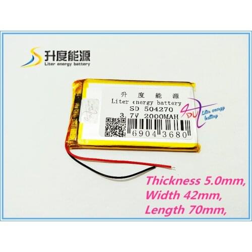 Free shipping 3.7 V lithium polymer battery 2000 mah interphone 504270 GPS vehicle traveling data recorder