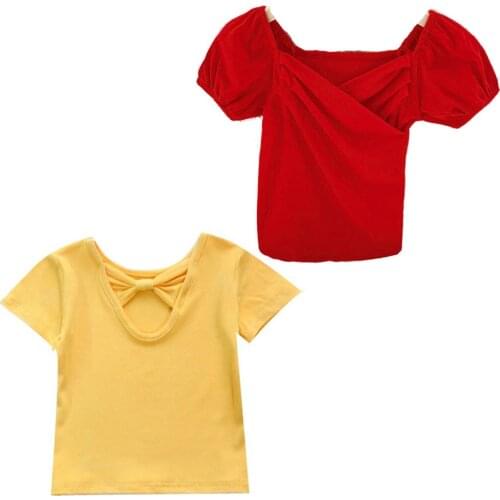 Childrens Clothing Girls T-Shirt Summer Cotton Top T-Shirt Childrens Clothing Girls Short Sleeve T-Shirt Solid Free Shipping