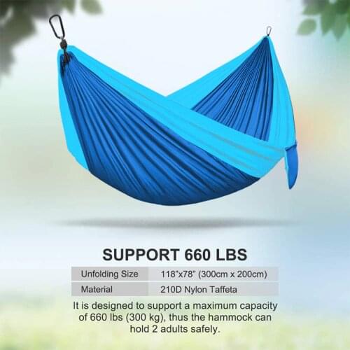 Double Hammock Adult Outdoor/Indoor Furniture Camping Parachute Backpack Travel Survival Hunting Sleeping Portable Hanging Bed