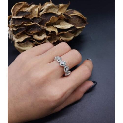 Janekelly European tyle Sliver Color Rings Dazzling Crystal Zircon Finger Rings Fashion Women Wedding Jewelry