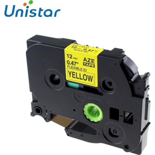 Unistar TZe-FX631 Flexible Label Tape Compatible for Brother Label Maker Label Tape 12mm Black on Yellow Wire Cable TZ Tape 12mm