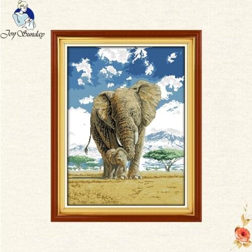 Joy sunday Elephant DIY cross stitch wild elephant handmade needlework DMC embroidery thread embroidery with Chinese character