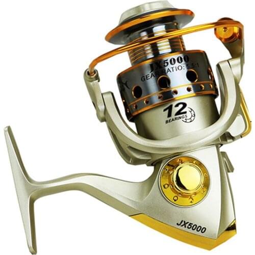 1000-7000 Series Distant Wheel Metal Spinning Fishing Reel 5.5:1 12 Bearing Fishing Wheel Rotate the Spool Fishing Accessories