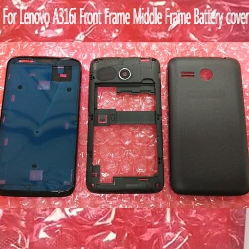 Housing For Lenovo A316i Front Frame Middle Frame Battery Door Back Cover With Power Volume Buttons +Camera Lens+ logo