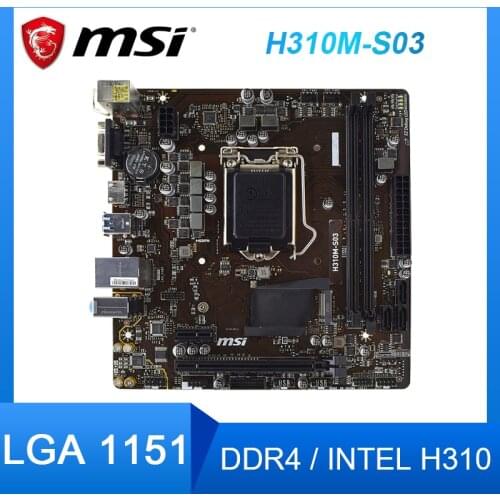MSI H310M-S03 motherboard LAG 1151 intel H310 DDR4 support 8/9 generation cpus i3 9100f Desktop Used Motherboard