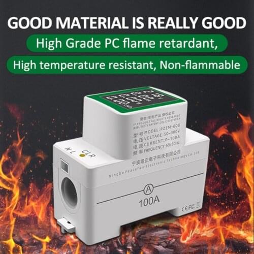 Multi-Functional Din Rail Power Factor Voltage Current Power Energy Tester Meter Electricity usage monitor Wide viewing angle
