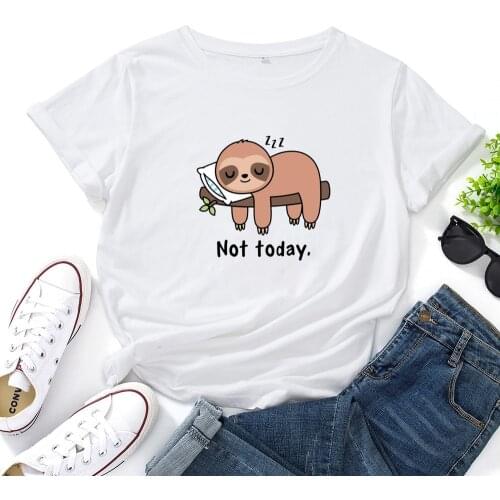 Not Today. Funny T Shirts Women Snooze Little Animals Graphic Tees Women Summer Fashion Simple and Versatile T-shirt Women Tops