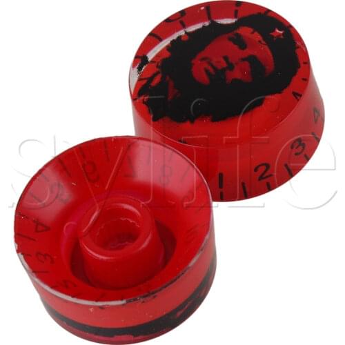 4pcs Speed Knobs Black Person Head Control Buttons For Electric Guitar Red