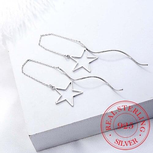 925 Sterling Silver Star Drop Earrings Hypoallergenic For Women Fashion Wedding Gift Jewelry Pendientes Brincos