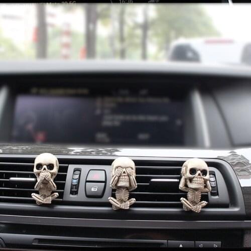 Evil Skull Trio Statue A Set Of 3 With Air Freshener Car Air Outlet Ornament Home Decor Decoration Accessories Room Decoration