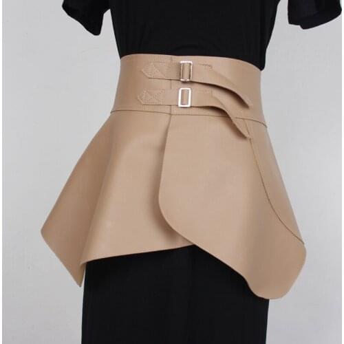 2021 Wide Women Waistband European Style Irregular Ruffle Skirt Retro Double Button Decorative Shirt Dress Corset Accessories