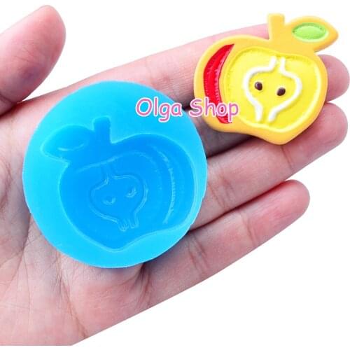 SYL099 36.2mm x 38.3mm Apple Silicone Mold Fondant Cake Decoration Candy Resin Clay DIY Craft Candle Soap FOOD SAFE OVEN SAFE
