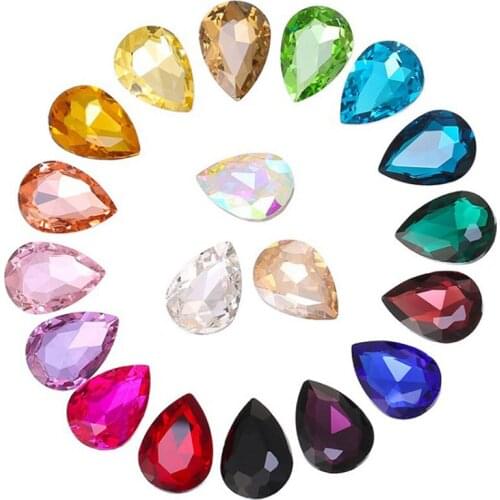 Top Grade Shiny 6 Sizes Colorful Drop Sew On Rhinestones Crystal Glass Sewing Rhinestones Flatback Stone For Garment Bag Shoes