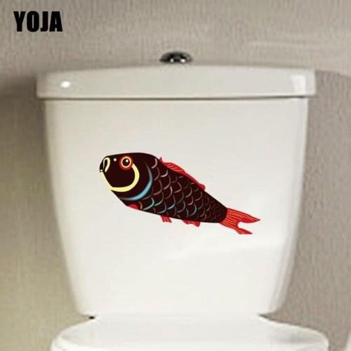 YOJA 20.8X21.4CM Animal Fish Home Decor Toilet Decal Wall Sticker Cartoon Colourful Carp T3-1068