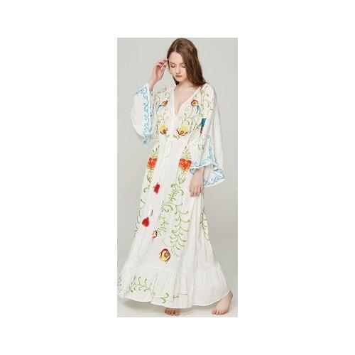 Top brand Sexy Chinese Style Side Open Embroidery Long Dress high quality
