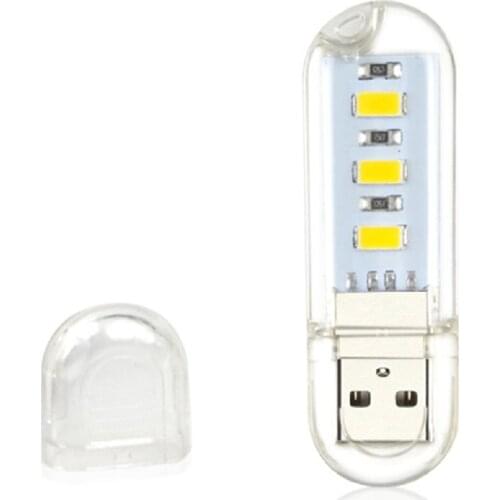 1PCS Portable Mini USB Night light 3LEDs White/Warm White Reading Lamp DC 5V Book Lights Laptop PC Computer Power Bank Powered